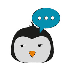 penguin side eye and chat bubble cute animal cartoon icon image vector illustration design