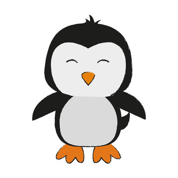 penguin with open wings cute animal cartoon icon image vector illustration design
