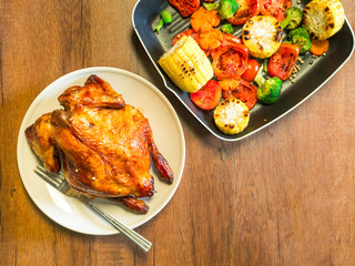 Grilled chicken with many  organic vegetables