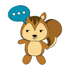 squirrel flirty with chat bubble cute animal cartoon icon image vector illustration design