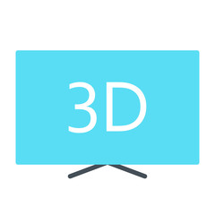 3d television silhouette icon. TV, video symbol. Vector illustration
