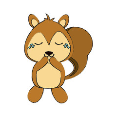 squirrel crying cute animal cartoon icon image vector illustration design