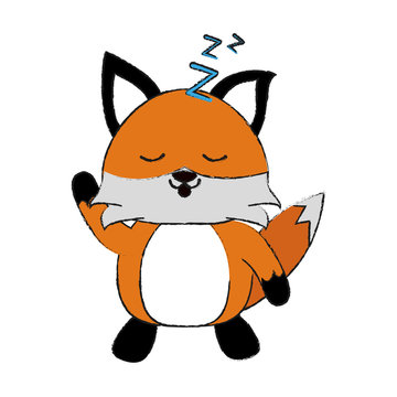 fox sleeping cute animal cartoon icon image vector illustration design