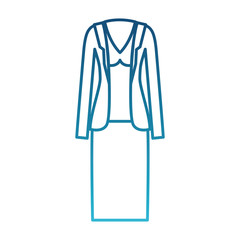 female clothes with skirt and blouse and jacket in degraded blue silhouette vector illustration