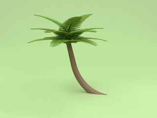 low poly cartoon style coconut tree palm tree 3d rendering