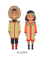 Alaska People in Clothes on Vector Illustration