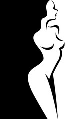 Stylized vector silhouette beautiful nude woman