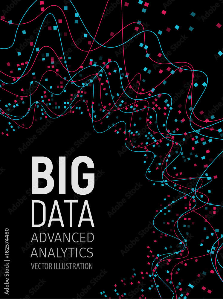 Poster Big data visual energy fractals. Technology network infographic. Information analytics design. Vector illustration.