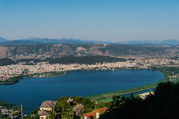 Naklejka na ściany i meble Beautiful view at Ioannina lake