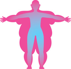 Silhouette of a person with excessive and normal body mass vector illustration