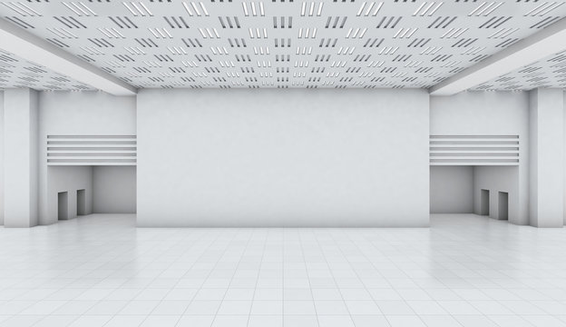 white wall room factory background, space backdrop