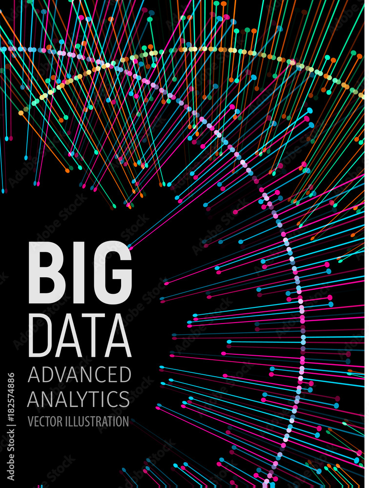 Poster Big data visual energy fractals. Technology network infographic. Information analytics design. Vector illustration.
