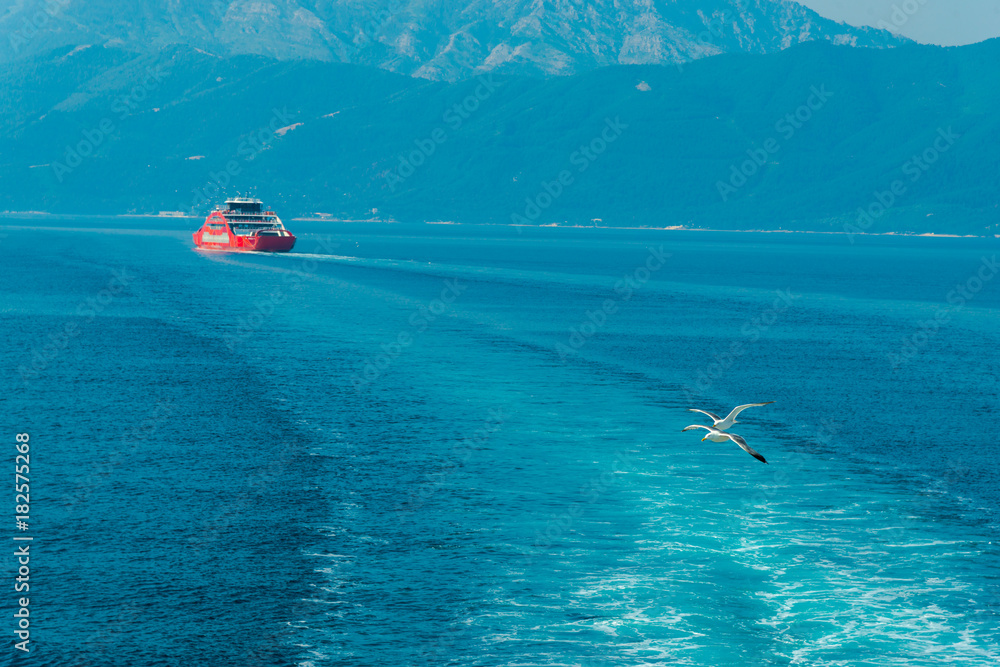 Canvas Prints Ferry boat in Thassos island