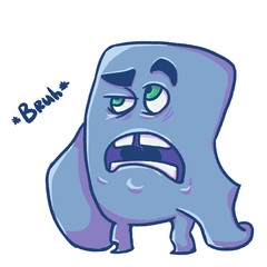 Blue disgruntled monster
