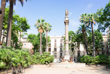 Fototapeta na wymiar Square of Duc Medinaceli, Barcelona at summer day, Barcelona, Catalonia Spain