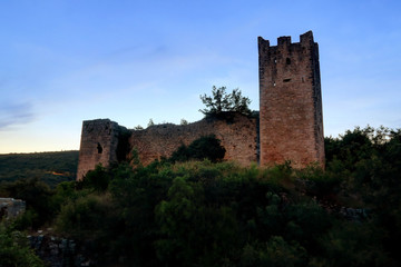 Abandoned Dvigrad Castle of Istria in Croatia, at dusk