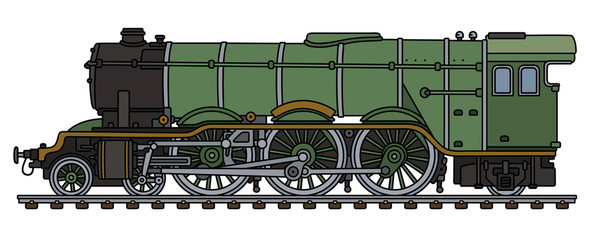 Retro green steam locomotive © vostal