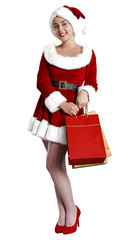 Santa claus woman on white background 