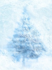 Fototapeta premium Ice on the window, view on a Christmas tree from a window 