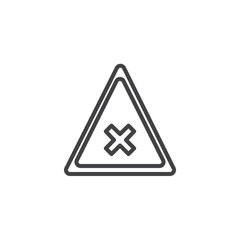 Road warning line icon, outline vector sign, linear style pictogram isolated on white. Cross mark symbol, logo illustration. Editable stroke