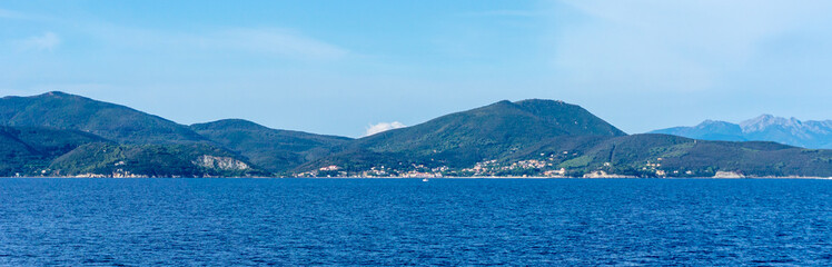 Fototapeta na wymiar Mountains covered by bush and trees on Island of Elba