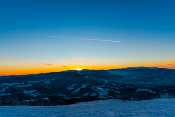 sunset in the winter 