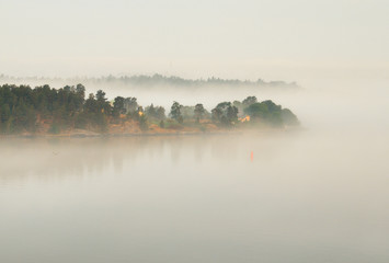 Island. foggy morning on the islands