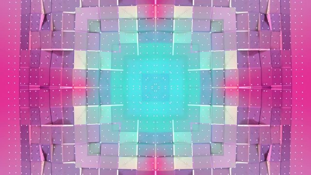 Abstract simple 3D background in red turquoise gradient color, low poly style as modern geometric background or mathematical environment with kaleidoscopic effect. 4K UHD or FullHD seamless loop. V42
