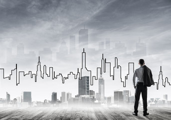 Motivation and inspiration concept with modern cityscape and bus