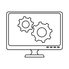 monitor computer with gears vector illustration design