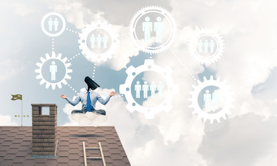 Concept of security and privacy protection with camera headed ma