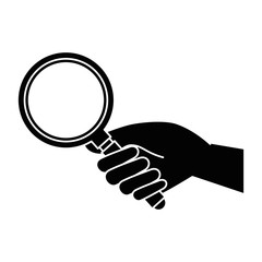 hand with search magnifying glass icon vector illustration design