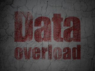 Data concept: Red Data Overload on grunge textured concrete wall background