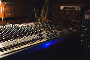 Workplace of sound engineer.