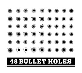Bullet holes vector illustration on white - obrazy, fototapety, plakaty