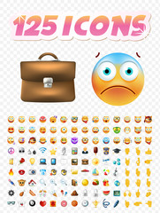 Set of Realistic Cute Icons on Transparent Background . Isolated Vector Illustration 