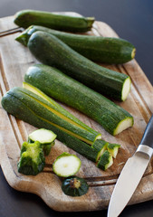 Fresh zucchini on wooden board