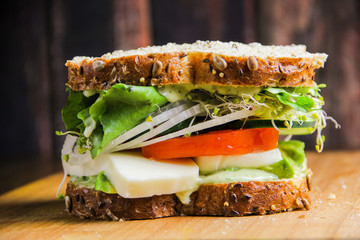 Mozzarella, Tomato and Fresh Basil Sandwich