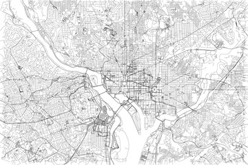 Strade di Washington centro, cartina della città,, Stati Uniti. Stradario