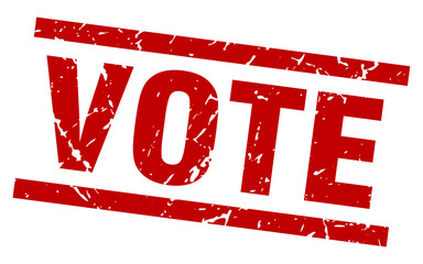 square grunge red vote stamp