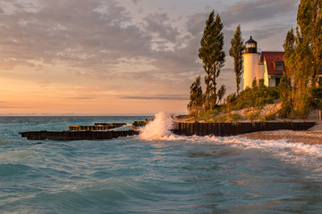Golden Hour at Point Betsie Lighthouse on Lake Michigan