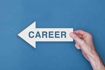 Career arrow direction held on a blue background