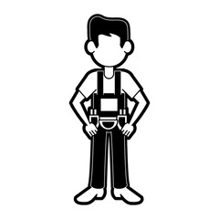 Construction worker avatar cartoon icon vector illustration graphic design