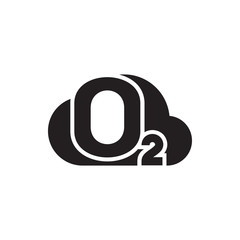 O2 oxygen icon illustration