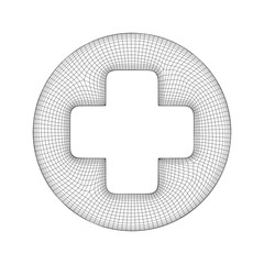 First aid medical cross wireframe low poly mesh, vector symbol illustration