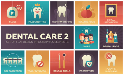Dental care - set of flat design infographics elements