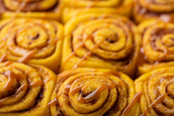 Pumpkin cinnamon rolls close up
