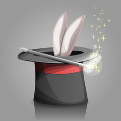 Fototapeta premium magician's hat with rabbit ears