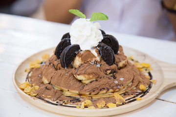 ice cream with chocolate icing