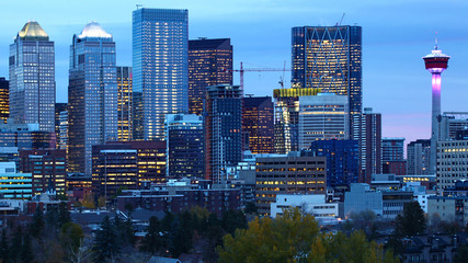 Calgary, Alberta skyline after dark